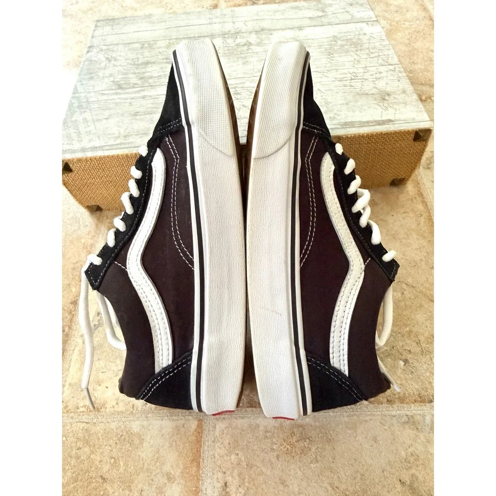 Vans Old Skool Black White Suede Canvas Skate Shoes Womens 7.5 Mens 6.0